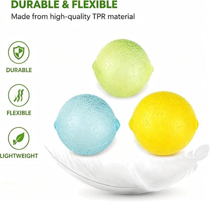 3Pcs Lemon Stress Balls, Soft & Sturdy Lemon Squeeze Toys Effective Anxiety Relief Fidget Toys, Fun Hand Stress Relief, Halloween, Christmas, Birthdays, and Friend Gifts, Suitable for Ages 18 and up