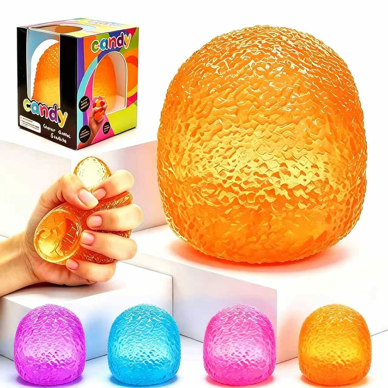Stress Balls-Gumdrop Squishies Toys, Super Solid Squeeze Ball (Orange) | Sensory for Stress Relief Toys, Birthday, Halloween Party Favors