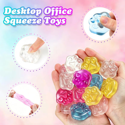24 Pack Slow Rising Cat Paw Squishies Fidget Toy for Adults Teens, Sensory Stress Balls, Desktop Office Squeeze Toy for Birthday Party Gifts (Random Colors)