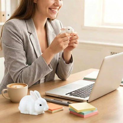 Cute Bunny Stress Relief Toy - Soft Silicone Rabbit Squeeze Toy, Portable Mini Animal Fidget Toy for Anxiety Relief, Sensory Toy for Adults Home Office Travel