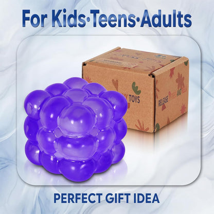 Squishy Cube Stress Toy – 1.77 in / 4.5 cm Smooth Squeeze Cube Fidget Toy for Kids & Adults, Sensory Stress Relief Toy for Focus, Soft Handheld Desk Fidget (Purple)