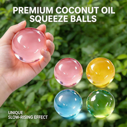 4Pcs Handmade Coconut Oil Squishy Ball Stress Relief Toy, Ultra Soft Non‑Sticky Odorless Squeeze Ball, Reusable Slow Rising Squishy, Sensory Fidget Toy for Teenages Adults Office School