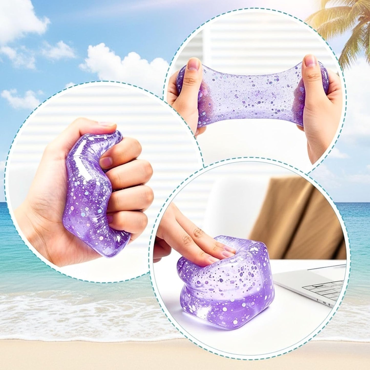 Glitter Ice Cubes Stress Balls Fidget Toys, Stress Cube Slow Rising Squeeze Toys for Adults, Desktop Toy Christmas, Birthday Party Gifts (Purple)