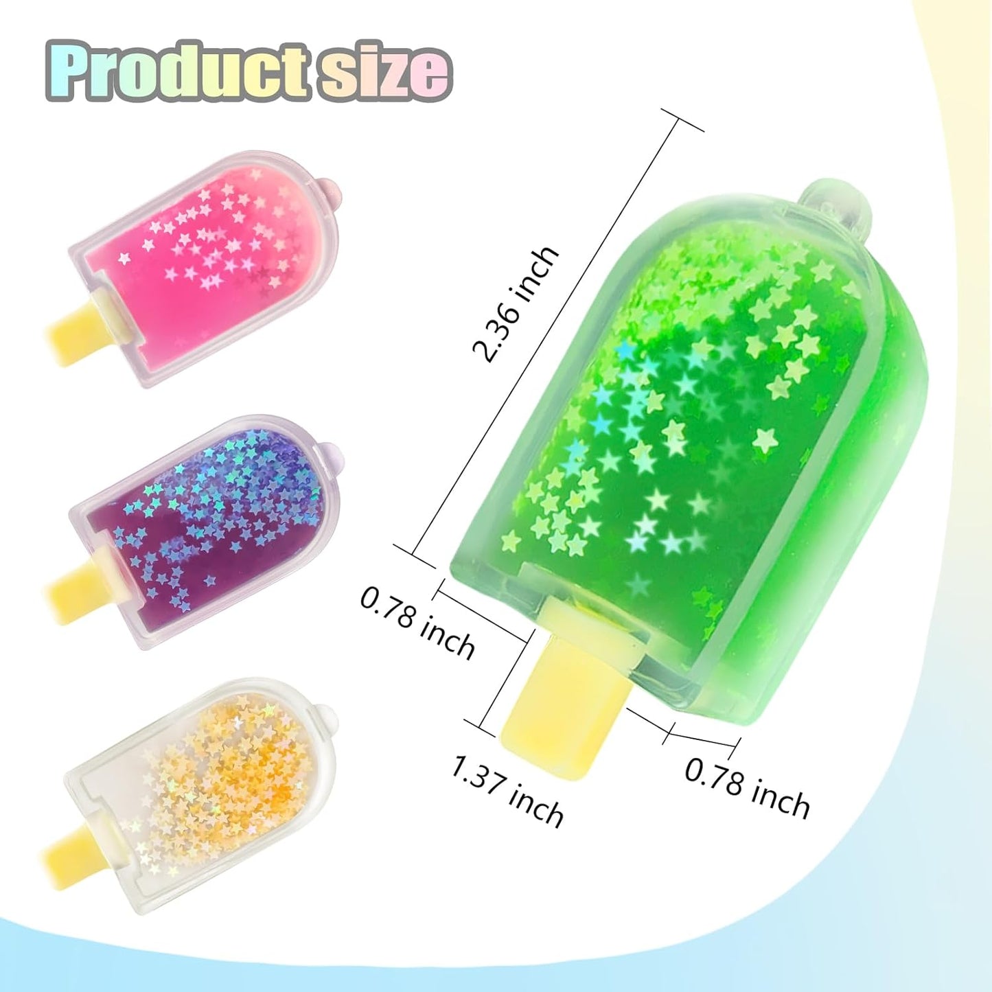 12 Pcs Popsicle Squeeze Fidgets Squishies Set, Ice Cube Stress Relief, Stress Relief Birthday Christmas Halloween Gifts for Adults