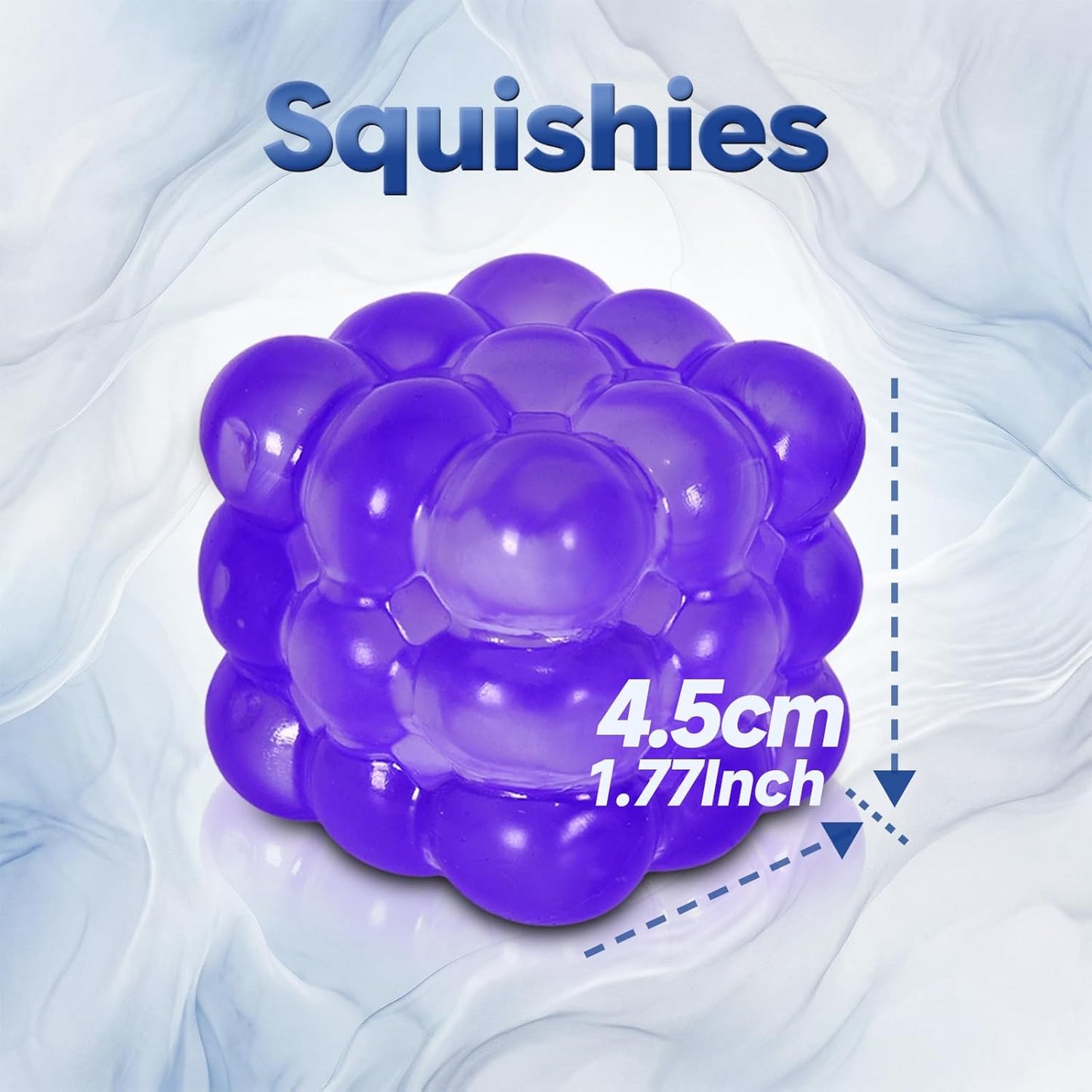 Squishy Cube Stress Toy – 1.77 in / 4.5 cm Smooth Squeeze Cube Fidget Toy for Kids & Adults, Sensory Stress Relief Toy for Focus, Soft Handheld Desk Fidget (Purple)