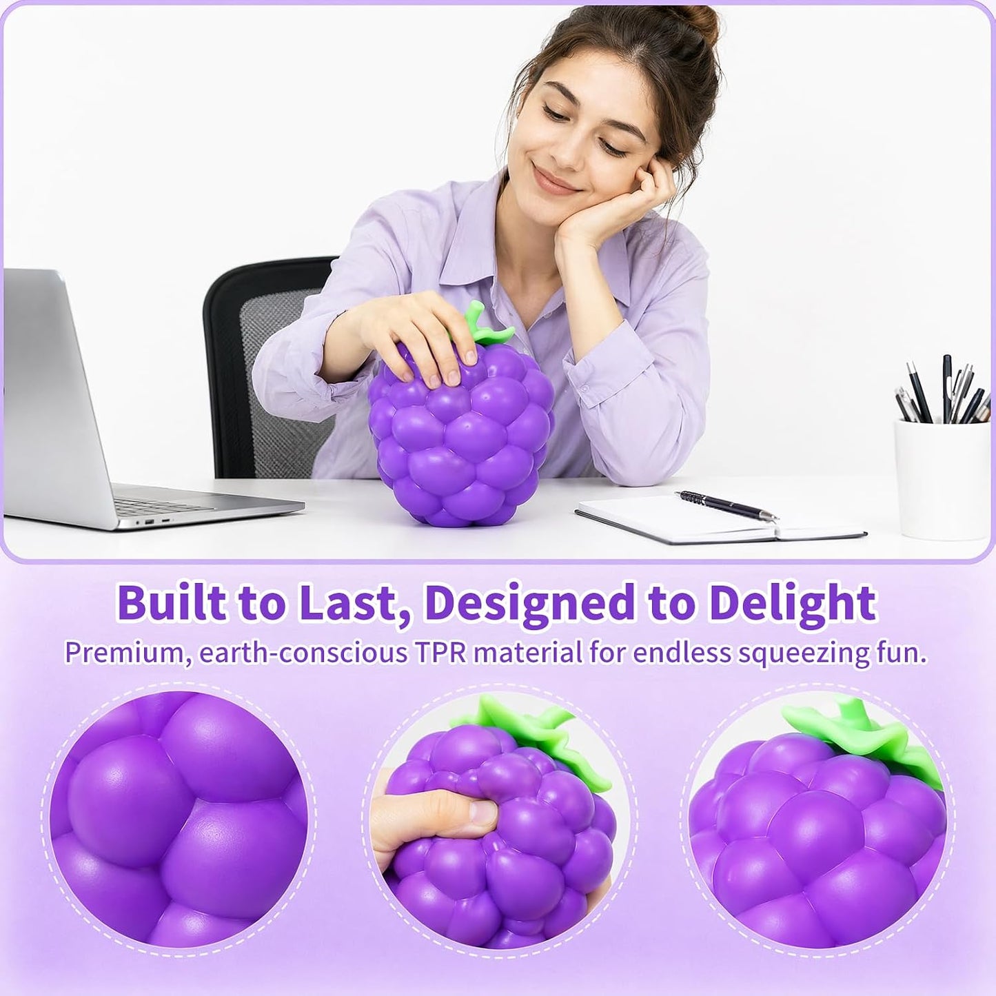 Grapes Squeeze Toys, Big Slow Rising Stress Ball Squeeze Toy, Stress and Anxiety, Party Favor, Desktop Decoration