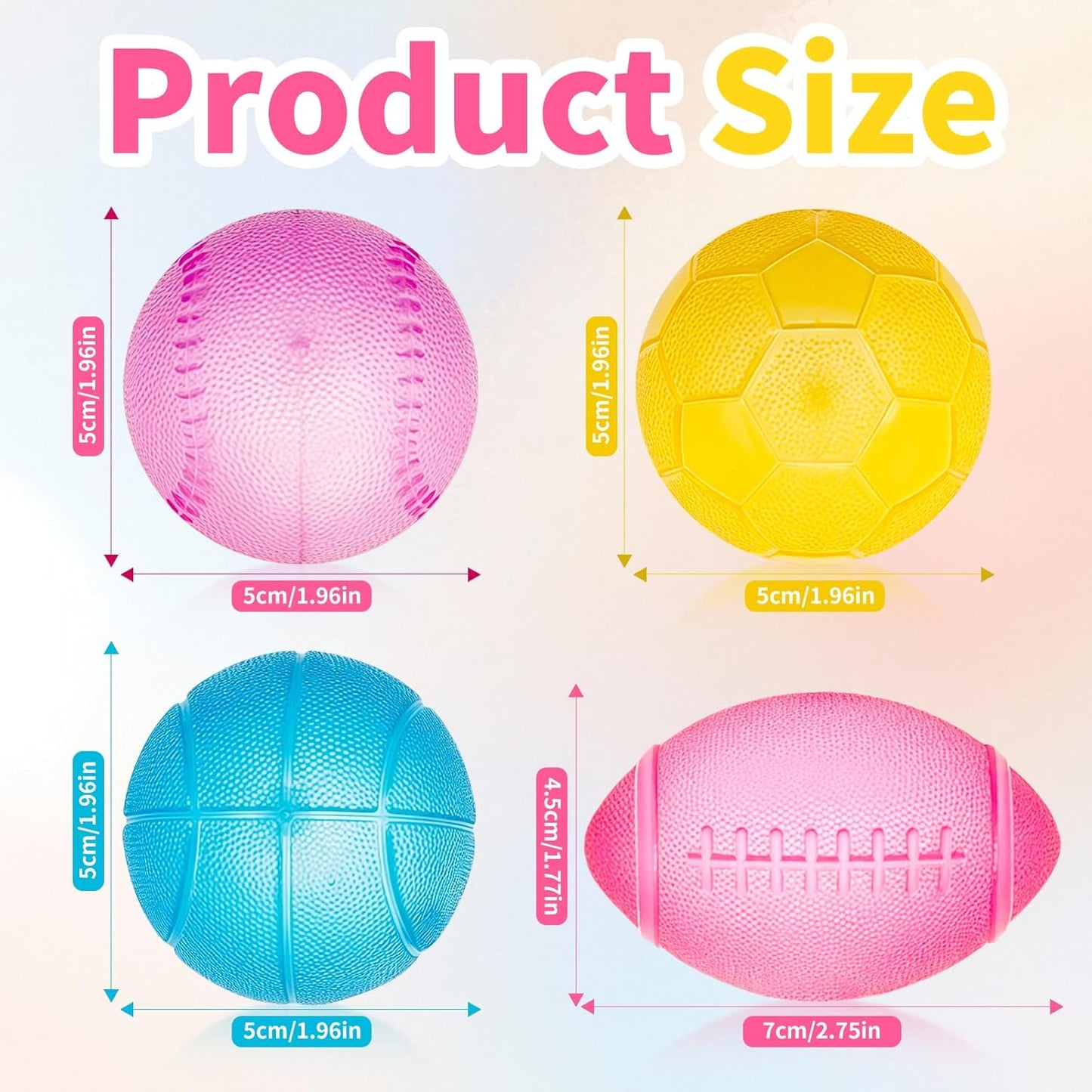 4 Pcs Stress Balls Fidget Toys, Sports Ball Stress Relief Toys, Football Basketball Baseball Rugby, Squeeze Balls for Party Favors, Stress Relief Toys for Adult