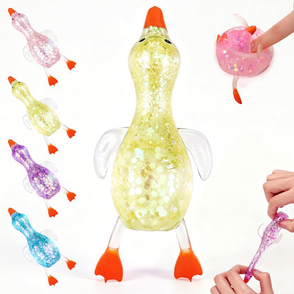 4pc Glitter Ducks, Fidget Toys Stress Balls, Stress Relief Sensory Toys, Bulk Party Supplies & Easter Gifts