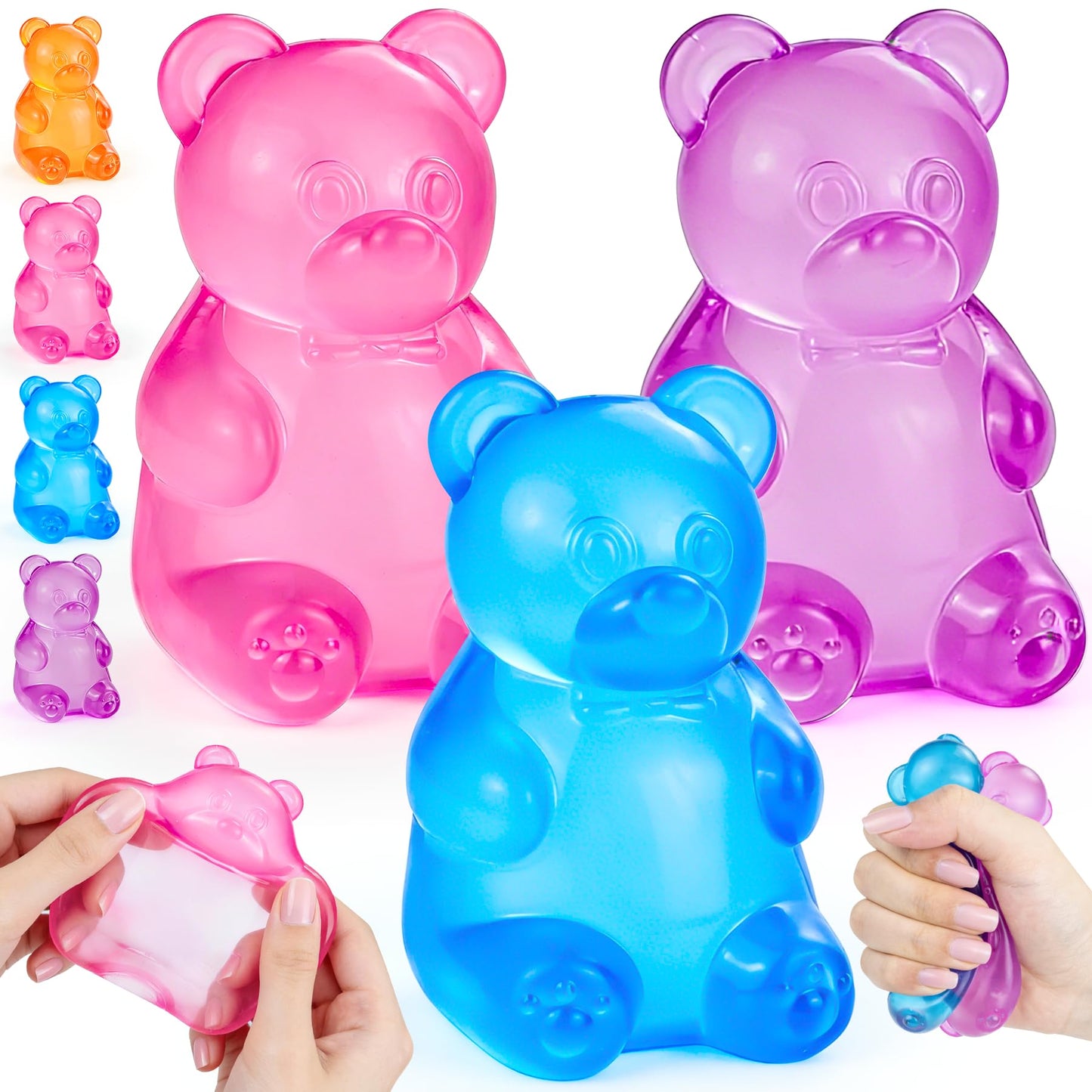 Gummy Bear Squishyies Fidget,Color Maltose Filled Squeeze Toys Slow Rising Squishy Stress Balls Adults Kids Party Favors,Classroom Prizes(Blue)