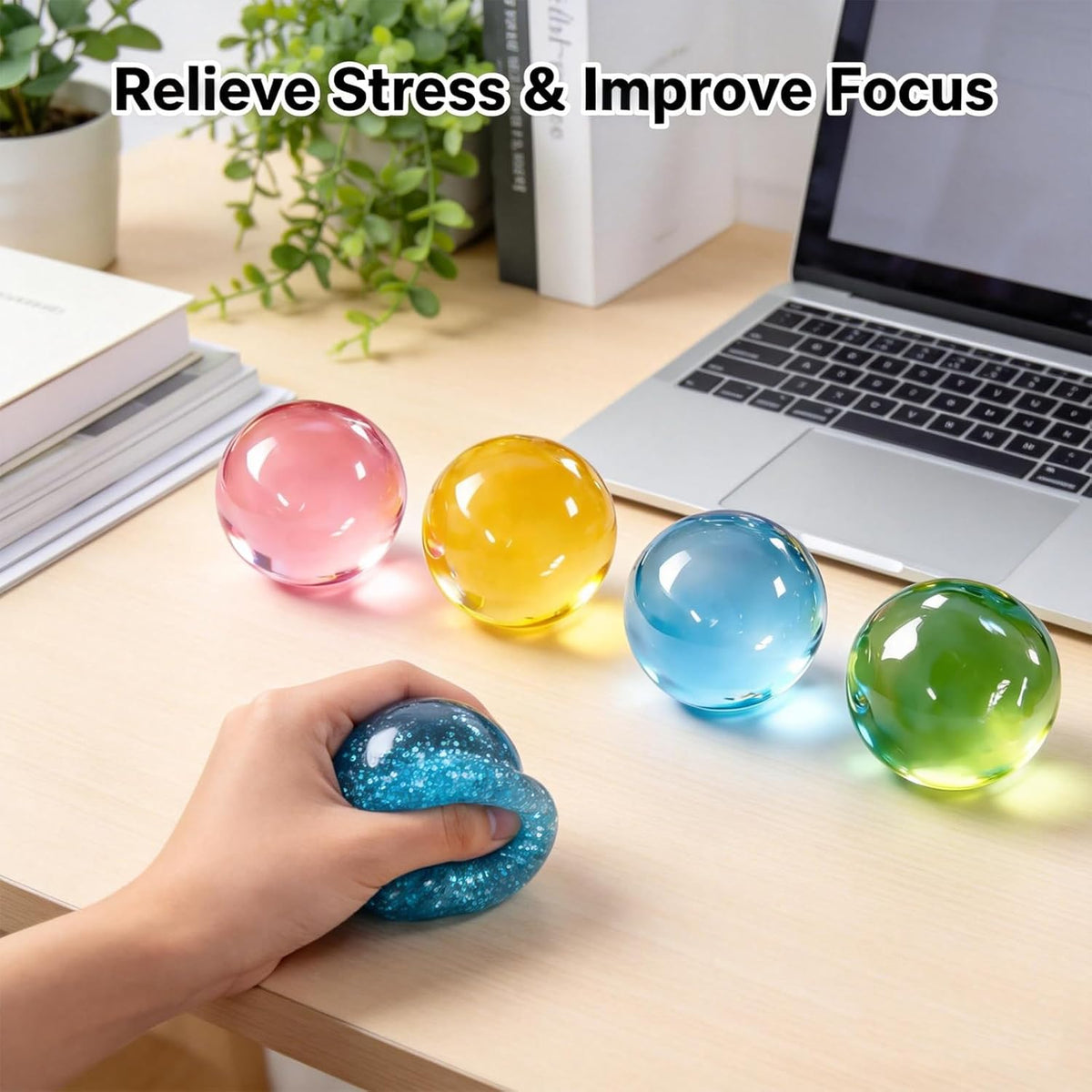 4Pcs Handmade Coconut Oil Squishy Ball Stress Relief Toy, Ultra Soft Non‑Sticky Odorless Squeeze Ball, Reusable Slow Rising Squishy, Sensory Fidget Toy for Teenages Adults Office School