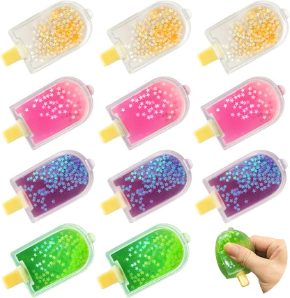 12 Pcs Popsicle Squeeze Fidgets Squishies Set, Ice Cube Stress Relief, Stress Relief Birthday Christmas Halloween Gifts for Adults