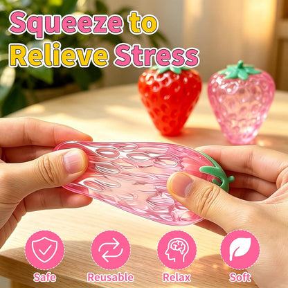 3 Pcs Big Squeeze Strawberry, Cute Strawberry Squeeze Toys for Adults, Classroom Prizes, Christmas, Party Favors, Stocking Stuffers