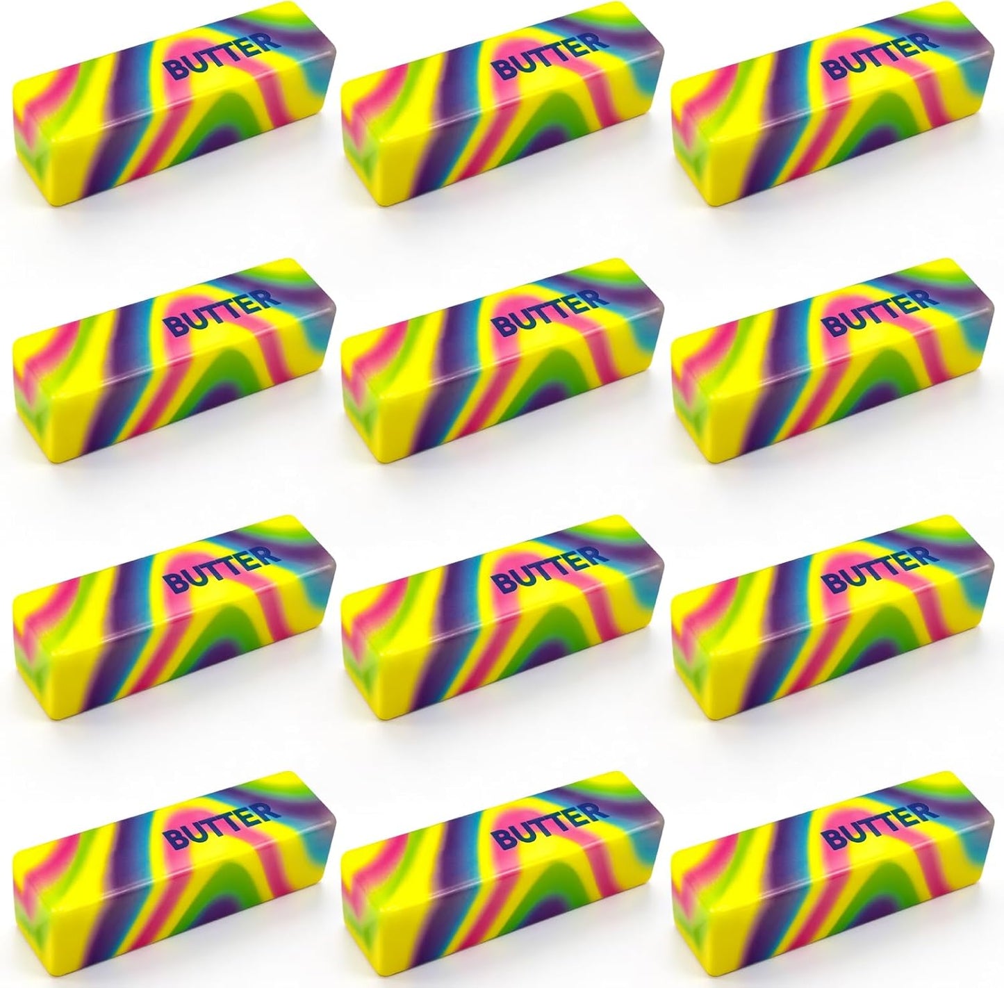 Butter Squishyies Fidget, 12 Pcs Colorful Super Soft Butter-Shaped Slow Rising Squeeze, Stress Relief Anxiety Relaxation Squishies, Ideal Party Favors and Classroom Prizes (12, Colorful)