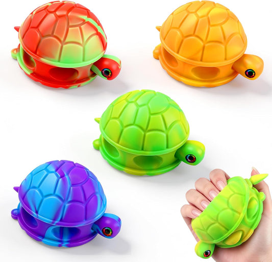 4 Pack Pop Fidget Toys, Tortoise Fidget Toy, Push Bubbles Squeeze Toys Pop Stress Ball Adults Anxiety Stress Reliever Toy Stress Relief Fidget Balls to Relax, for Adults 18 and Up