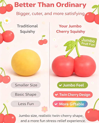Gytera Giant Cherry Squishies, Slow Rising Stress Relief Fidget, Cute Fruit Shaped Squishies Fidget for Adults, Anxiety Relief Sensoryfor Party Favors, Birthday Gifts, Desk Decor