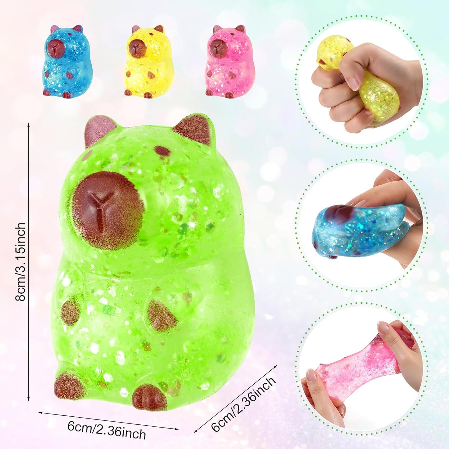 4 Pcs Capybara Squishy Fidget Stress Balls, Cute Animal Squeeze Toys for Birthday Party, Office, Christmas Stocking Stuffer Gifts, Ideal for ADHD, Autism & Anxiety Relief