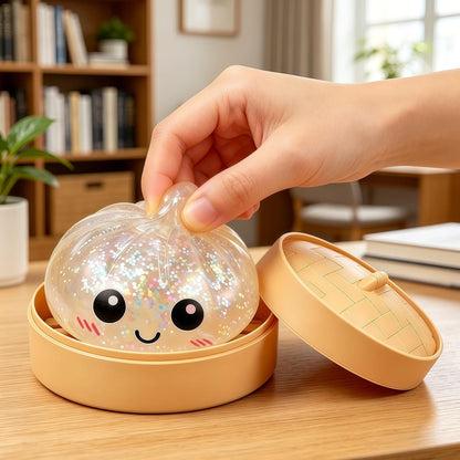 Dumpling Squeeze Toy, Stress Balls Fidget Toys, Squeeze Dough Ball Stress Relief Hand Toys with Food Steamer Stretchy, Party Favors