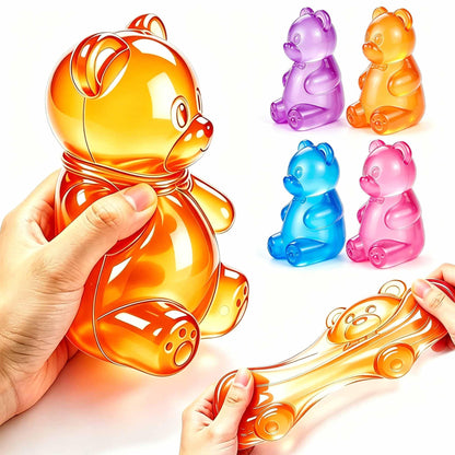 Gummy Bear Squishies Toys, Stress Bear Squeeze Toys (4 Pcs Pink) | Stress Balls Birthday Gifts Halloween Party Favors