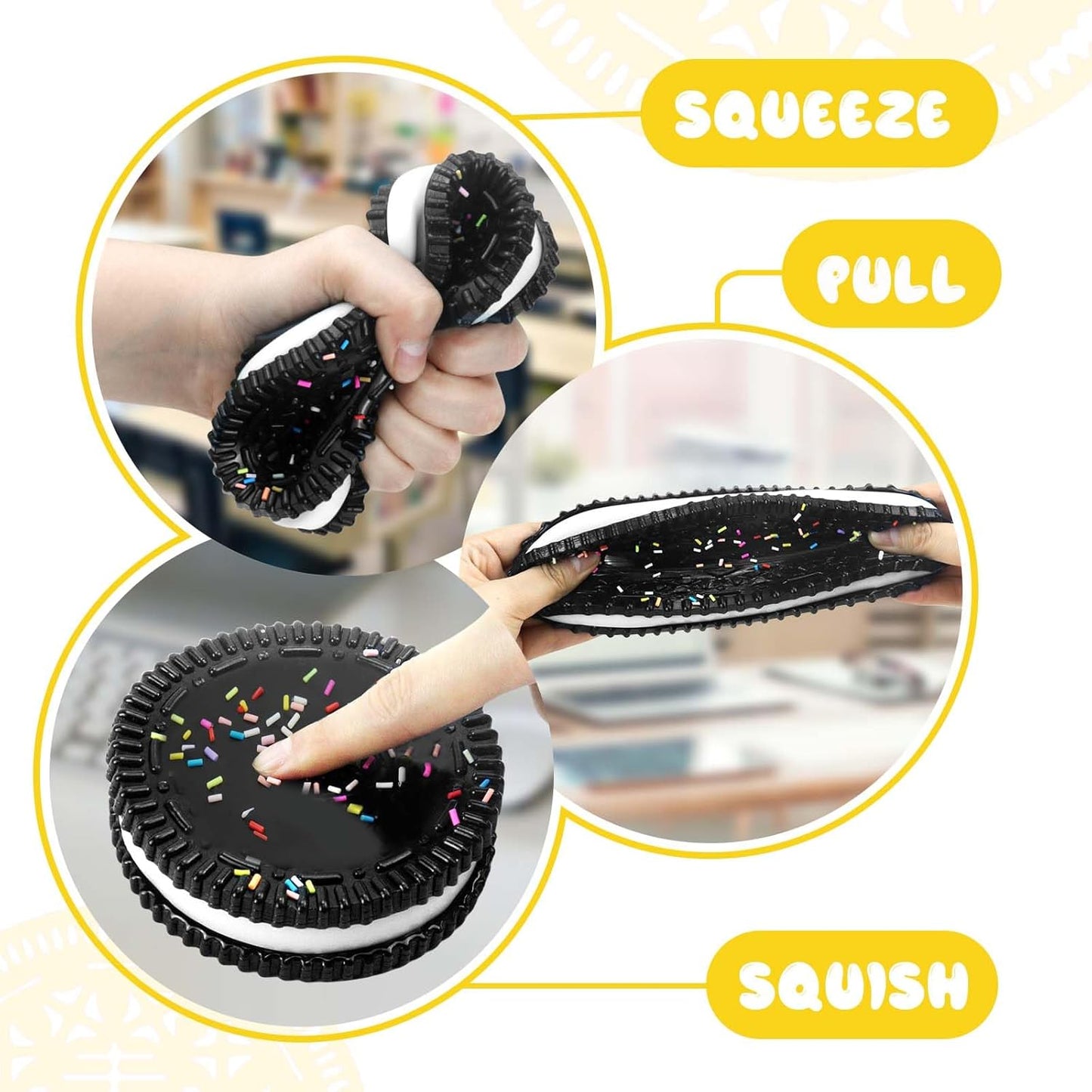 Gytera Sticky Biggest Cookie Squishies Fidget Toys Adults, Squeeze Toys Fidget Toys for Autism, Stress Balls for Adults Fidgets Birthday Easter Basket Stuffers(1 Pack Large Black)