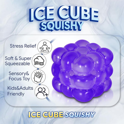 Squishy Cube Stress Toy – 1.77 in / 4.5 cm Smooth Squeeze Cube Fidget Toy for Kids & Adults, Sensory Stress Relief Toy for Focus, Soft Handheld Desk Fidget (Purple)