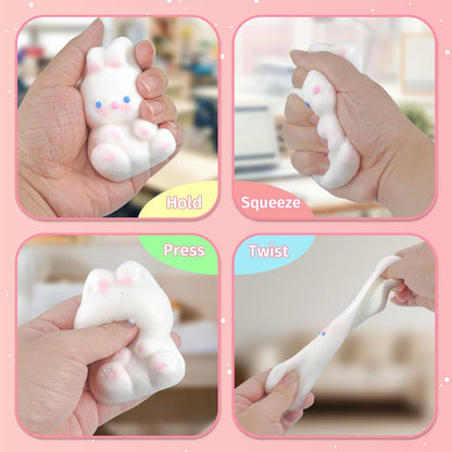 2 Packs Easter Bunny Squishies Fidget Toys, Ultra Soft Squeeze Toys Sticky Toys for Autism, Fidgets Valentines Day Gifts Easter Basket Stuffers