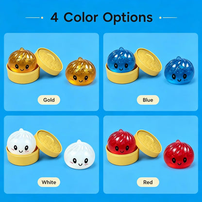 12PCS Shiny Dumplings Squishies, Shiny Dumpling Squishies, Colorful Dumplings Stress Balls Fidget Sensory Toy, with Food Steamer Stretchy, for Birthday Gifts, Party Favors