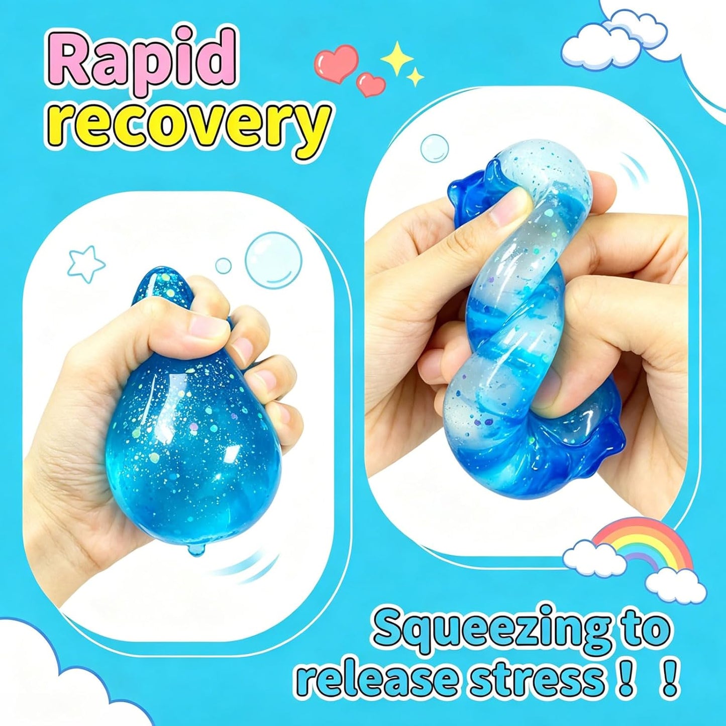 Water Drop Squishy, Raindrop Slow Rising Squeeze Toy Stress Ball Squishies Sensory Anxiety Relief Toys Gifts for Adult Kid
