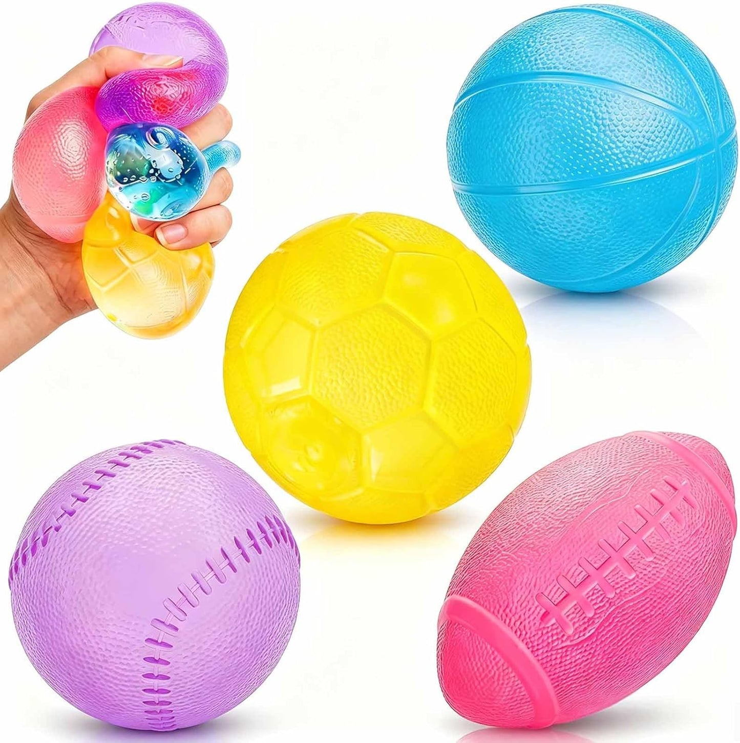 Stress Balls Fidget Toys for Adults - 4Pack Malt Sugar Squishies Fidget Toys, Slow Rise Gel Ball, Stretchy Squeeze Stress Relief Balls for Anxiety/Therapy/Classroom, Slow-Rise Sensory Toys Party Gifts
