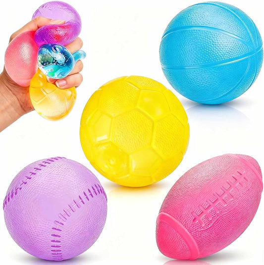 Stress Balls Fidget Toys for Adults - 4Pack Malt Sugar Squishies Fidget Toys, Slow Rise Gel Ball, Stretchy Squeeze Stress Relief Balls for Anxiety/Therapy/Classroom, Slow-Rise Sensory Toys Party Gifts