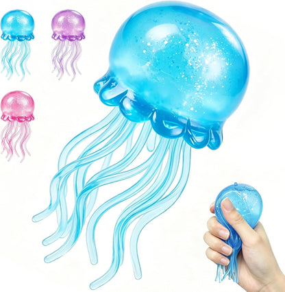 3PCS Squishy Jellyfish,Jellyfish Squeeze Toys Design Squeeze Stress Ball for Adult, Ultra Moldable Stress Relief Sensory Toy