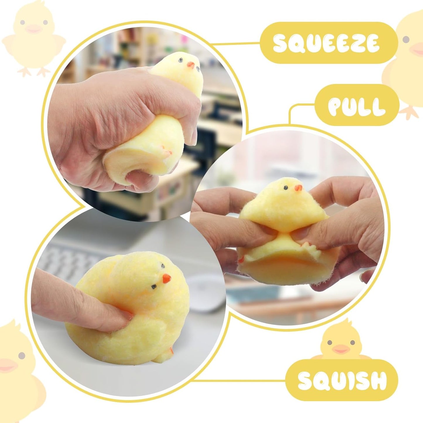 Gytera Handmade Chicken Squishies Soft Fidget Toys Adults, Stress Relief Sensory Toy for Autism, Chicken Squeeze Toys