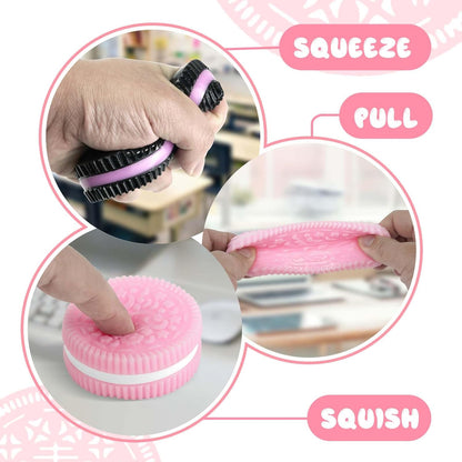 Gytera Sticky Cookie Squishies Fidget Toys Adults, Squeeze Toys Fidget Toys for Autism, Stress Balls for Adults Fidgets Birthday Easter Basket Stuffers(2 Pack Pink Black)