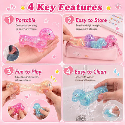 4Pcs Dachshund Squishy, Slow Rising Squishy, Soft Squeeze Stress Relief, Sensory Toys for Teenages with Autism, Ideal for Birthday Gifts, Party Favors, Prizes for Classroom
