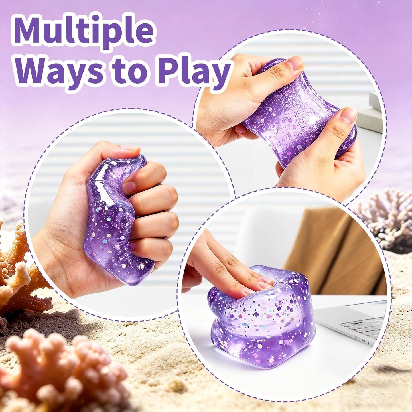 Stress Balls Fidget Toys, Stress Cube Slow Rising, Square Shape Squeeze Toys for Adults, Classroom Prizes, Christmas, Party Favors, Stocking Stuffers (Purple)