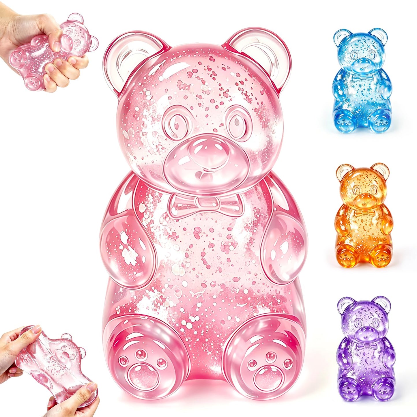 Stress Bear Fidget Toys, Stress Ball Slow Rising, Squeeze Toys for Adults, Classroom Prizes, Christmas, Party Favors, Stocking Stuffers (Pink)