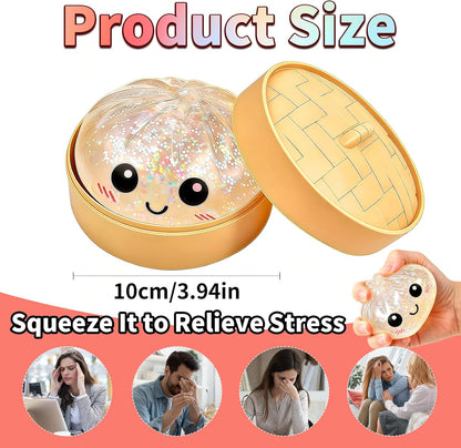 Dumpling Squeeze Toy, Stress Balls Fidget Toys, Squeeze Dough Ball Stress Relief Hand Toys with Food Steamer Stretchy, Party Favors