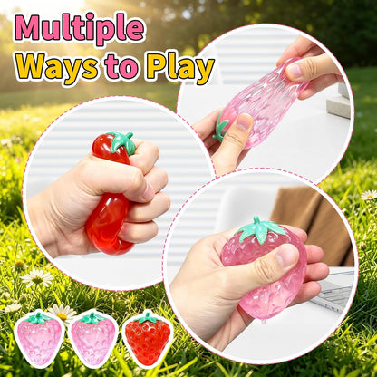 3 Pcs Big Squeeze Strawberry, Cute Strawberry Squeeze Toys for Adults, Classroom Prizes, Christmas, Party Favors, Stocking Stuffers