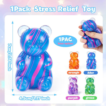 Gummy Bear Squishyies Fidget,Color Maltose Filled Squeeze Toys Slow Rising Squishy Stress Balls Adults Kids Party Favors,Classroom Prizes(Blue)