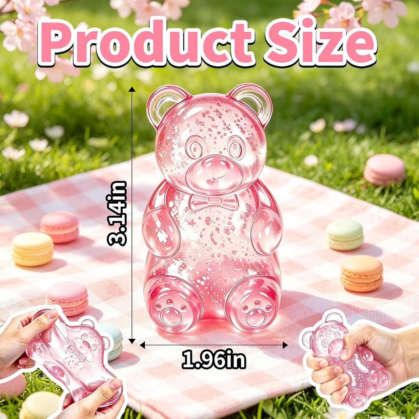 Stress Bear Fidget Toys, Stress Ball Slow Rising, Squeeze Toys for Adults, Classroom Prizes, Christmas, Party Favors, Stocking Stuffers (Pink)