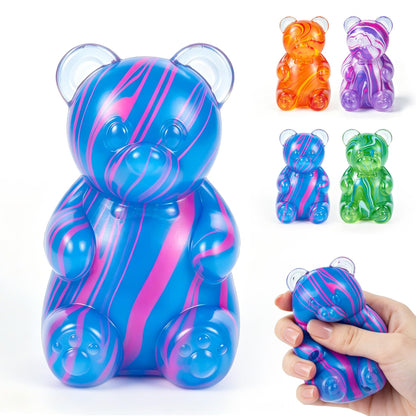 Gummy Bear Squishyies Fidget,Color Maltose Filled Squeeze Toys Slow Rising Squishy Stress Balls Adults Kids Party Favors,Classroom Prizes(Blue)