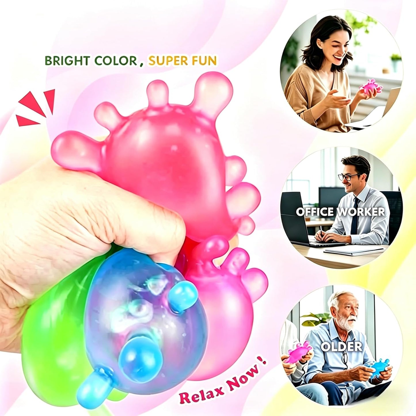 Virus Stress Balls, TPR Squeeze Stress Relief Fidget Toys, Sensory Anxiety Relief Squishies for Adults, Calming Fidget Toys for Autism, Office Stress Relief Toys