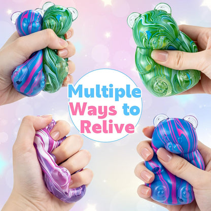 Gummy Bear Squishyies Fidget,Color Maltose Filled Squeeze Toys Slow Rising Squishy Stress Balls Adults Kids Party Favors,Classroom Prizes(Blue)