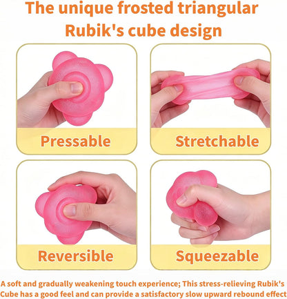4PCS Candy Kneading Stress, Frosted Triangle Ice Cube Squishy Toy, Soft Sensory Squishy Toys for Anxiety and Focus for Kids Youth Adults