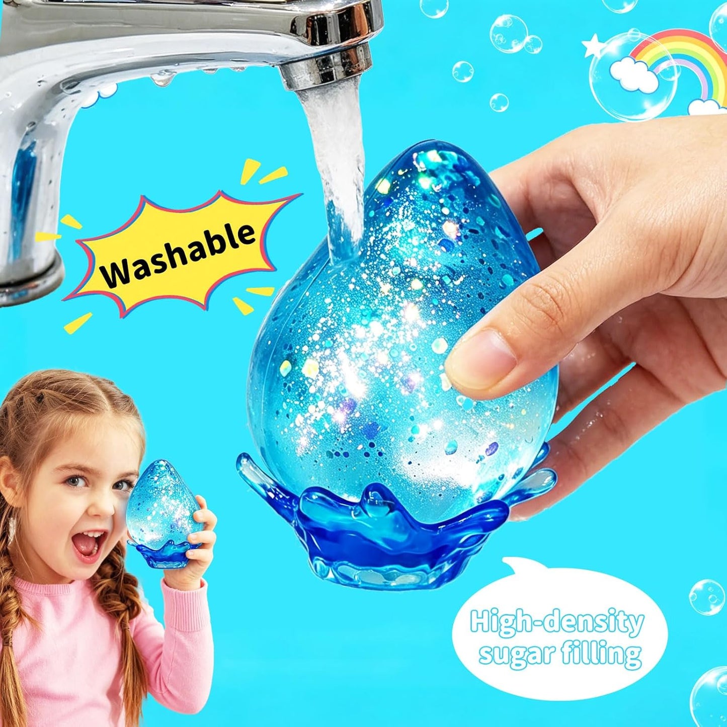 Water Drop Squishy, Raindrop Slow Rising Squeeze Toy Stress Ball Squishies Sensory Anxiety Relief Toys Gifts for Adult Kid