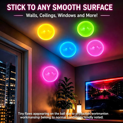 4 Pack Glow in The Dark Stress Balls, Glowing Sticky Balls Fidget Toys, Soft Squishies Squeeze Toys for Adults & Teens, Stress Relief Squishies Toys