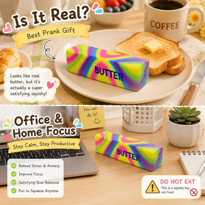 4pcs Colorful Butter Squishies, Soft Butter-Shaped Slow Rising Squishy, Stress Relief Anxiety Relaxation Squeezes, Big Butter Squeeze 4 oz with Milk Aroma, Party Favors and Classroom Prizes