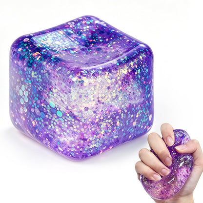 Squishy Cube, Ice Cube Squishy Stress Cube for Adults,Glitter Squishy Slow Rising Fidget Cube Sensory for Anxiety Stress Relief High Density Ice Squeeze Ball Cubes(Pink)
