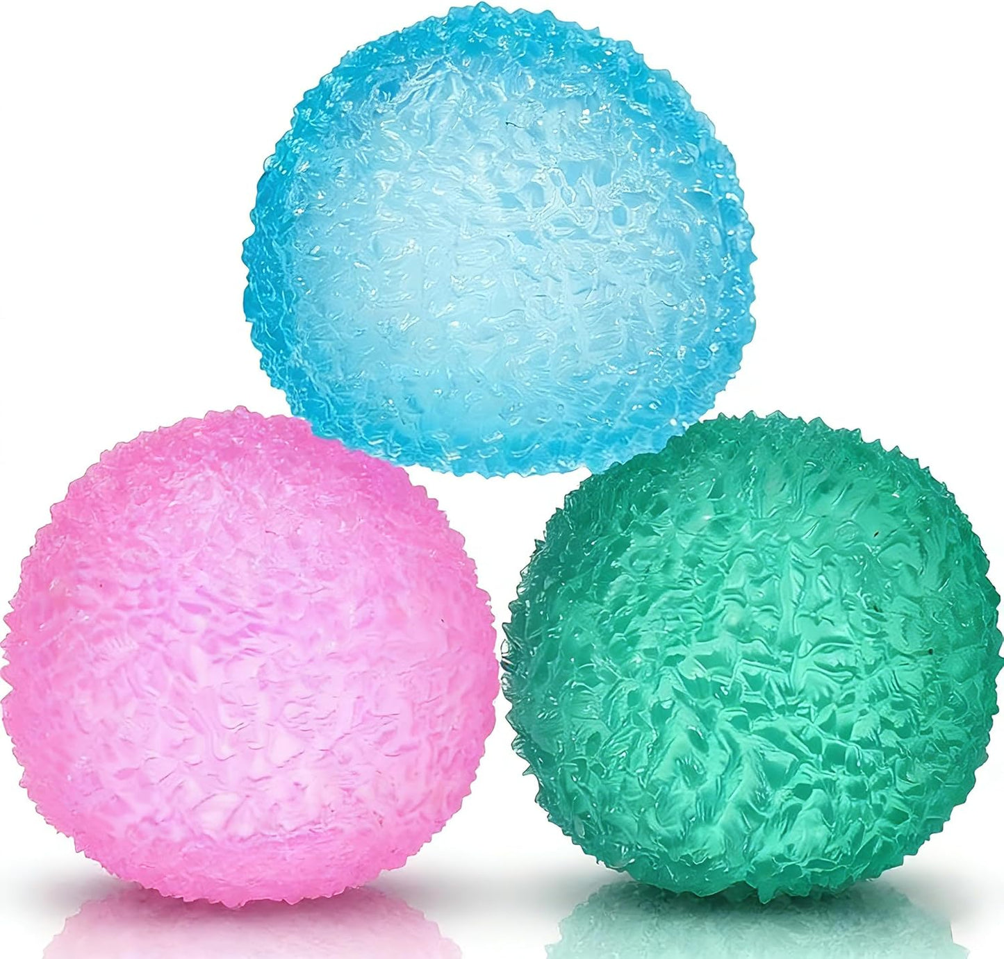 3 Pcs 1.45’’ Textured Stress Balls, Silky Soft Memory Gel Squeeze Balls, Anxiety Stress Relief Fidget Toys for Kids Adults, Warm Series Squishy Fidget Balls Pack