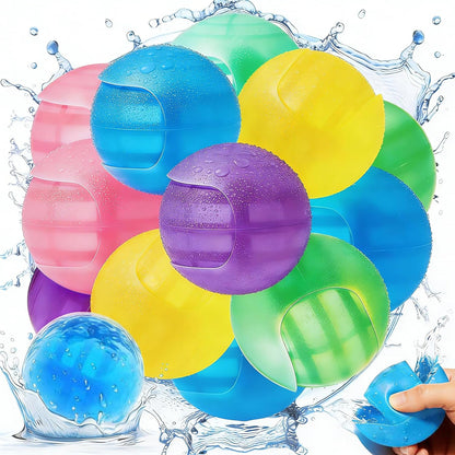 12Pcs Reusable Water Balloons, Self Sealing Quick Fill Silicone Water Toys for Kids 3-12, Summer Outdoor Water Games