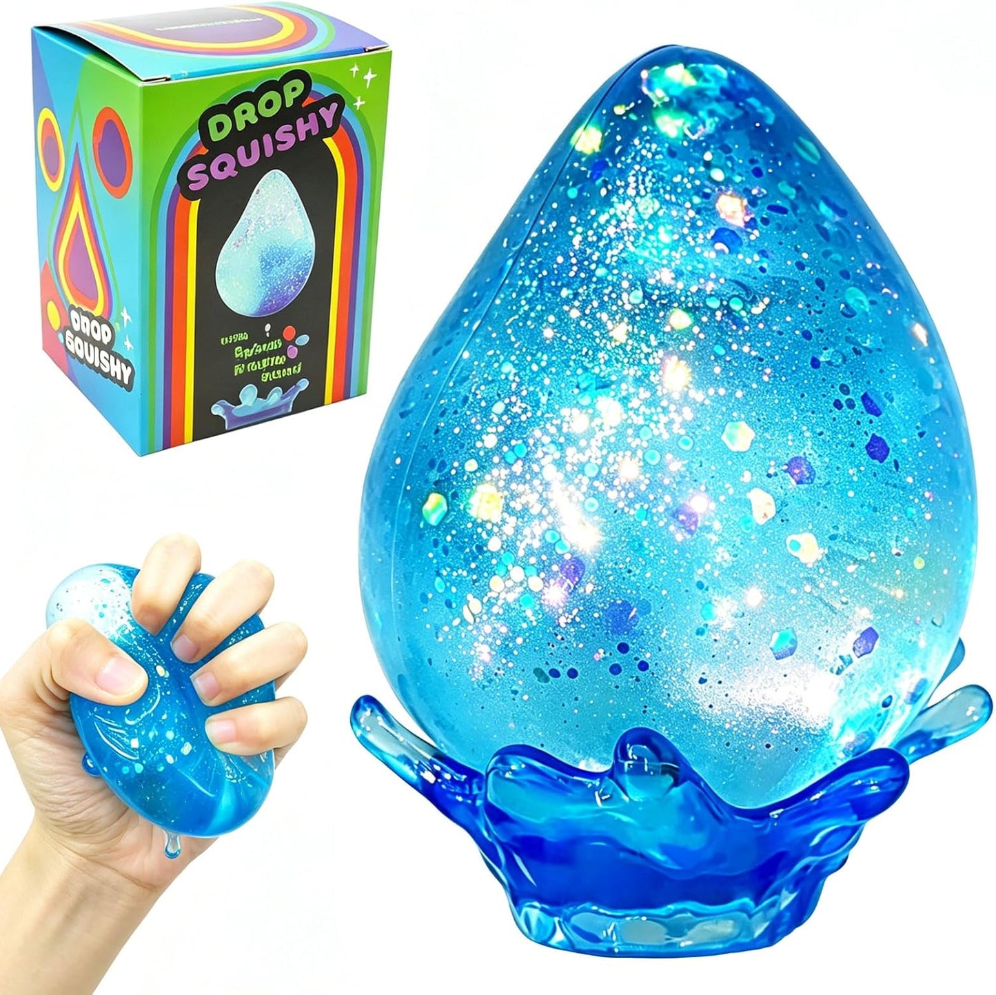 Water Drop Squishy, Raindrop Slow Rising Squeeze Toy Stress Ball Squishies Sensory Anxiety Relief Toys Gifts for Adult Kid